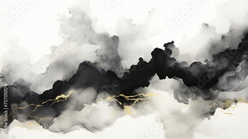 Gold abstract black marble background art paint pattern ink texture watercolor white fluid wall