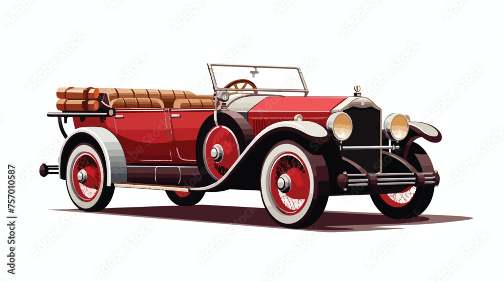 Red antique car model on a white background flat vector