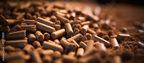 A closeup of a pile of wood pellets on a table, a key ingredient in some cuisines for adding a smoky flavor to dishes