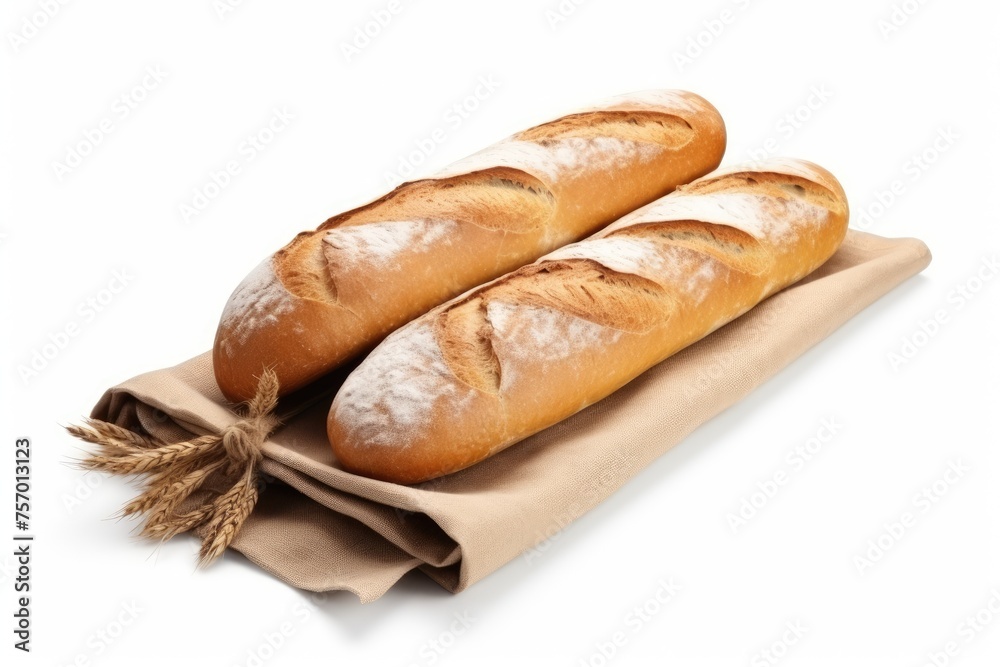 Isolated white background with fresh bread.