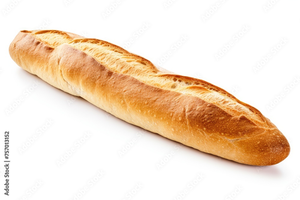 Isolated baguette freshly baked on white.