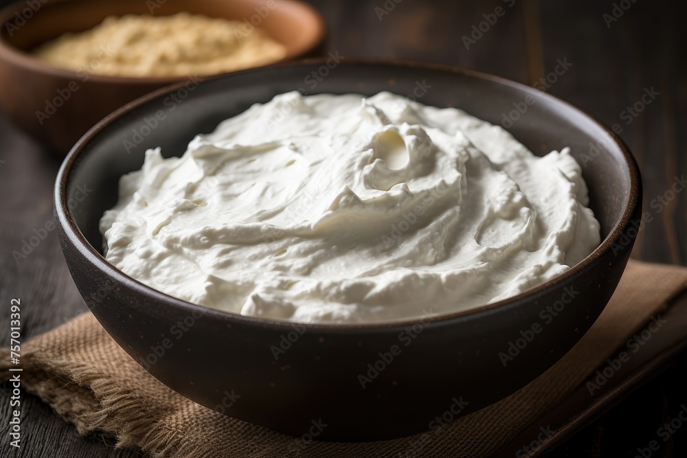 Bowl of homemade low fat cream cheese spread Bowl of homemade low fat cream cheese spread