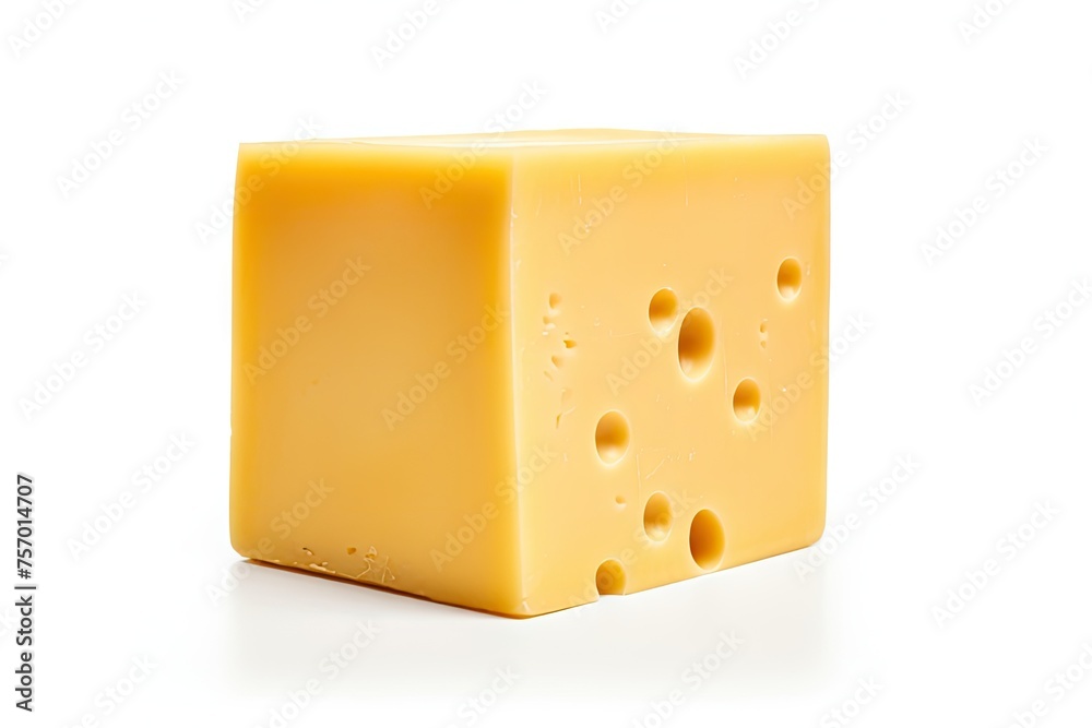 Isolated white cutout of cheese block Isolated white cutout of cheese block