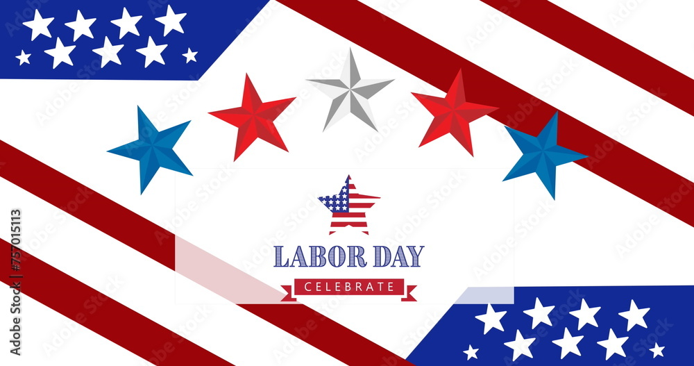 Obraz premium Image of labor day celebrate over stars and stripes
