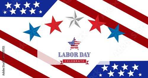 Image of labor day celebrate over stars and stripes