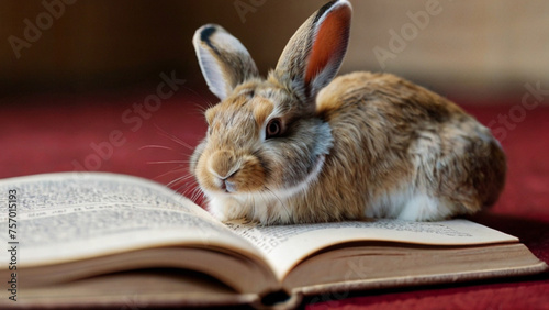 책 위에 있는 토끼