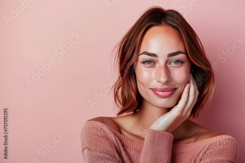 Portrait of a smiling young woman looking at the camera with a copy space background