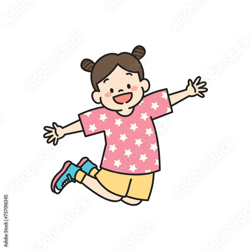 ダンスでジャンプをする女の子のイラスト