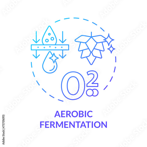 Aerobic fermentation blue gradient concept icon. Agricultural conditions, metabolic processes. Cultivation technology. Round shape line illustration. Abstract idea. Graphic design. Easy to use