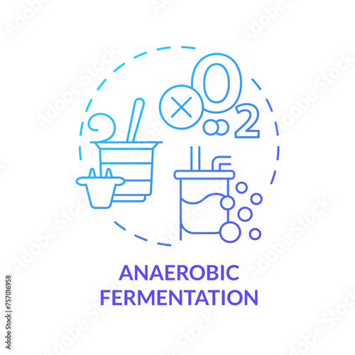 Anaerobic fermentation blue gradient concept icon. Cultivation technology, metabolic processes. Round shape line illustration. Abstract idea. Graphic design. Easy to use in article, blog post
