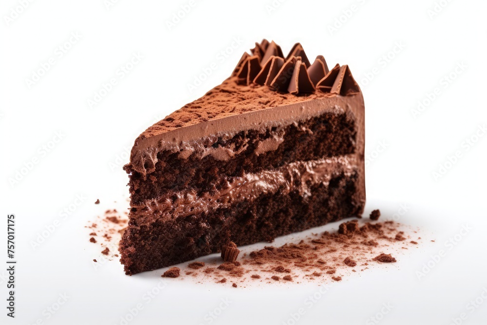 Delicious chocolate cake on plain background Delicious chocolate cake on plain background