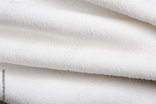 Close up image of a towel s texture This towel made of terry cloth is commonly used for bathing or at the beach It has a soft and fluffy feel resembling a thick textile Captured from