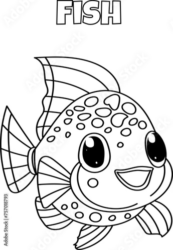 Coloring Page For Kids Features A Fun Fish In A Creative Coloring Book