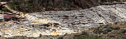 Panorama of the salt pools of Terras Salinas de Maras. Peru
