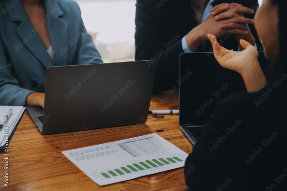 Creative team discussing about work at office, Small bussiness teamwork planing business strategy, office life Creative team discussing about work at office, Small bussiness teamwork planing business strategy, office life