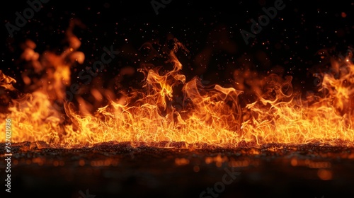 a fire on a black background