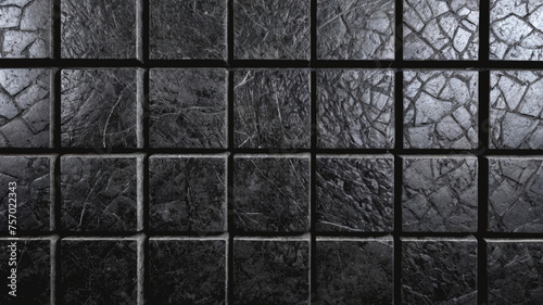 Black ceramic tile wall texture background for interior or exterior design and decoration.