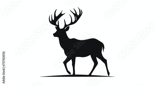 Deer isolated vector silhouette icon flat vector 