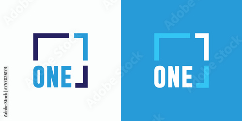 Vector logo design with square lines and number 1 in a modern, simple, clean and abstract style.