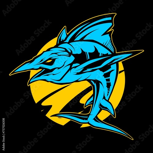 Fototapeta Naklejka Na Ścianę i Meble -  blue fish logo