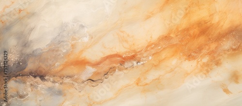 A macro photography shot of a painting with a marble texture using wood as an ingredient. The art piece features a peach color palette and intricate patterns
