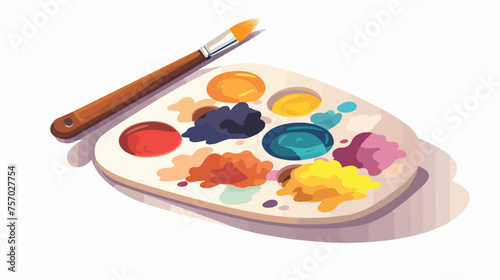 Drawing palette and brush icon design. Flat design