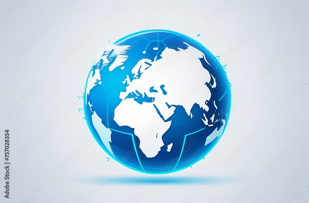Fototapeta premium Electric blue globe displaying world map, a fashionable planetary art piece