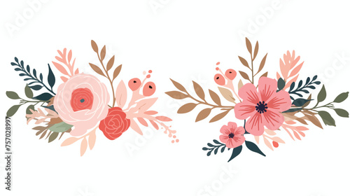 Elegant frame with floral decoration flat vector 