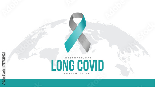 International long covid awareness day. Awareness ribbon vector illustration. Celebrated every year in March. Suitable for banners, greeting cards, web, social media etc