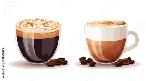 Espresso and Coffee Bean .. flat vector 