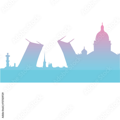 silhouette of St. Petersburg in soft pastel colors © Darya