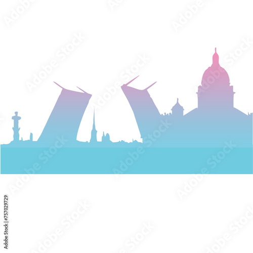 Wallpaper Mural silhouette of St. Petersburg in soft pastel colors Torontodigital.ca
