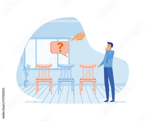 Open vacancy and empty company chair as hiring person concept. Search for new talent and best candidate for business. flat vector modern illustration