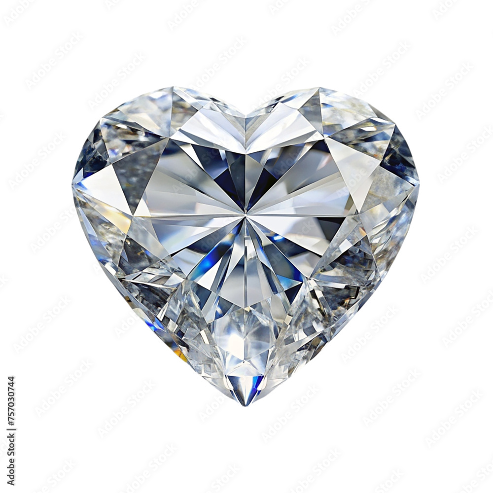 Diamond heart isolated on a transparent background.
