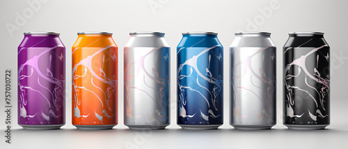 Design mockup featuring aluminum cans  photo
