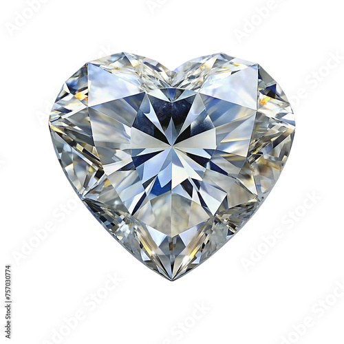 Diamond heart isolated on a transparent background.