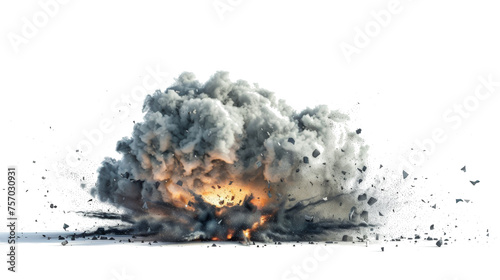 Bomb Blast: A bomb detonating with a powerful explosion sending debris flying and a mushroom cloud of smoke rising isolated.png