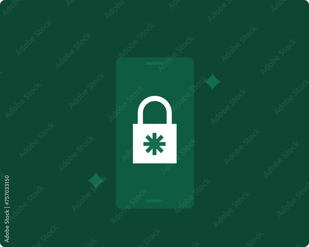 secure mobile data illustration in flat style design. Vector illustration. Green color version. secure mobile data illustration in flat style design. Vector illustration. Green color version.