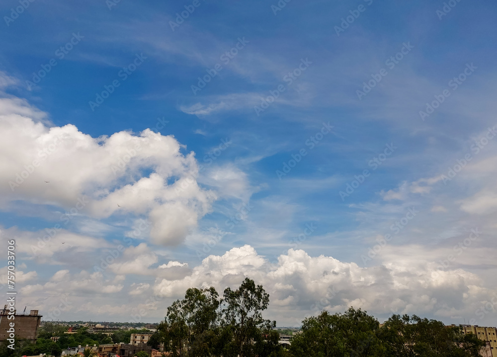 Cumulus white clouds in blue sky background, nature photography, natural scenery view wallpaper