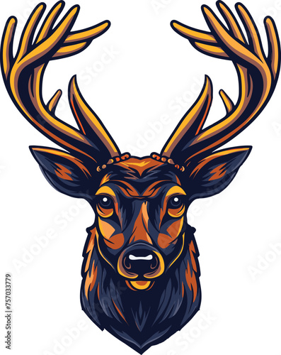 Illustration of a deer's head, designed for a mascot t-shirt, available in vector format.