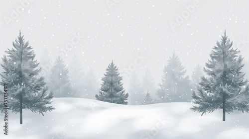 Horizontal view of the winter forest. Cute winter repeating landscape.