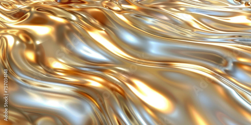  abstract gold liquid metal with iridescent fluid patterns ,banner, dark silver and light gold liquid fluid glossy gold , holographic texture wave background