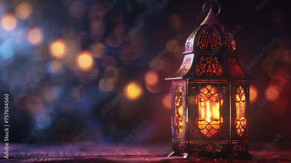 Luminous tradition. A lantern, softly lit by a candle, traditional customs observed during Ramadan Kareem Luminous tradition. A lantern, softly lit by a candle, traditional customs observed during Ramadan Kareem
