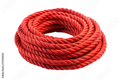 Red rope roll isolated on transparent background.