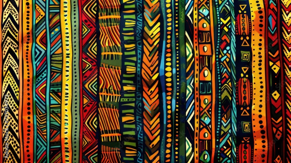 Vibrant African fabric patterns. Close-up texture shot for design inspiration Vibrant African fabric patterns. Close-up texture shot for design inspiration