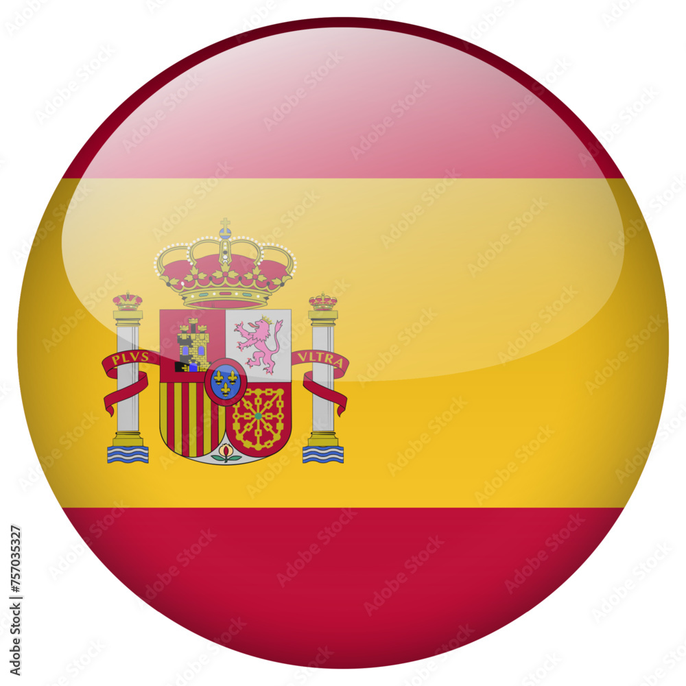 Obraz premium Spain flag button.