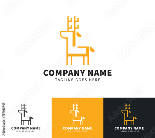 Deer vector logo template and animal icon design