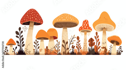 Hand drawn mushrooms with ginger hats vector 