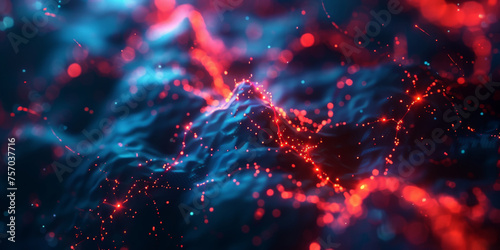 3D render of colorful neon glowing cells and neurons Neurons cells concept banner