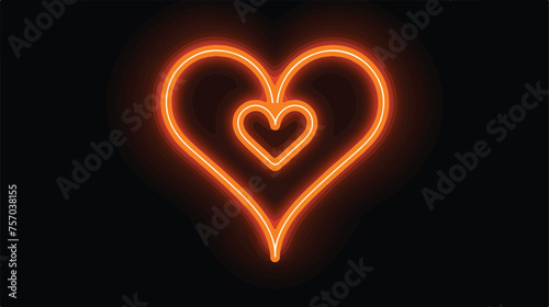 Heart with cross. simple silhouette. Orange neon style